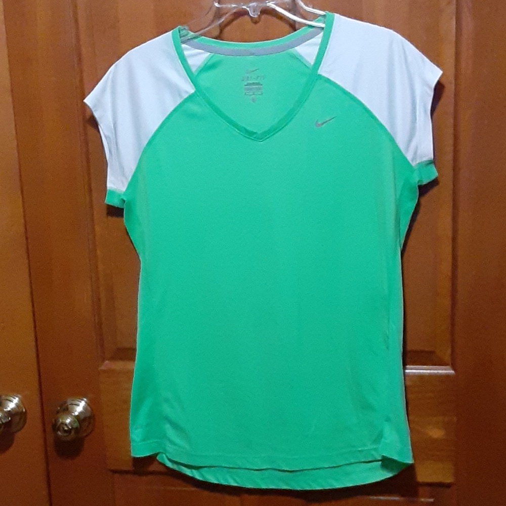 Nike Neon Green & White Dri-Fit Top